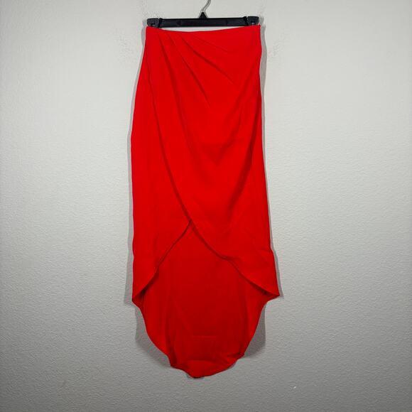 Superdown Womens Size XXS Arielle Slit Maxi Skirt Red High Low Pleated Stretch - Picture 2 of 9